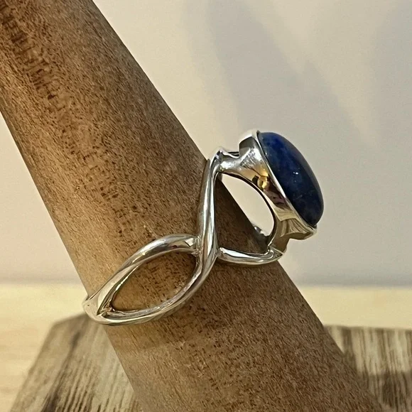 925 STERLING SILVER LAPIS LAZULI GEMSTONE RING SIZE 9 - Picture 3 of 9